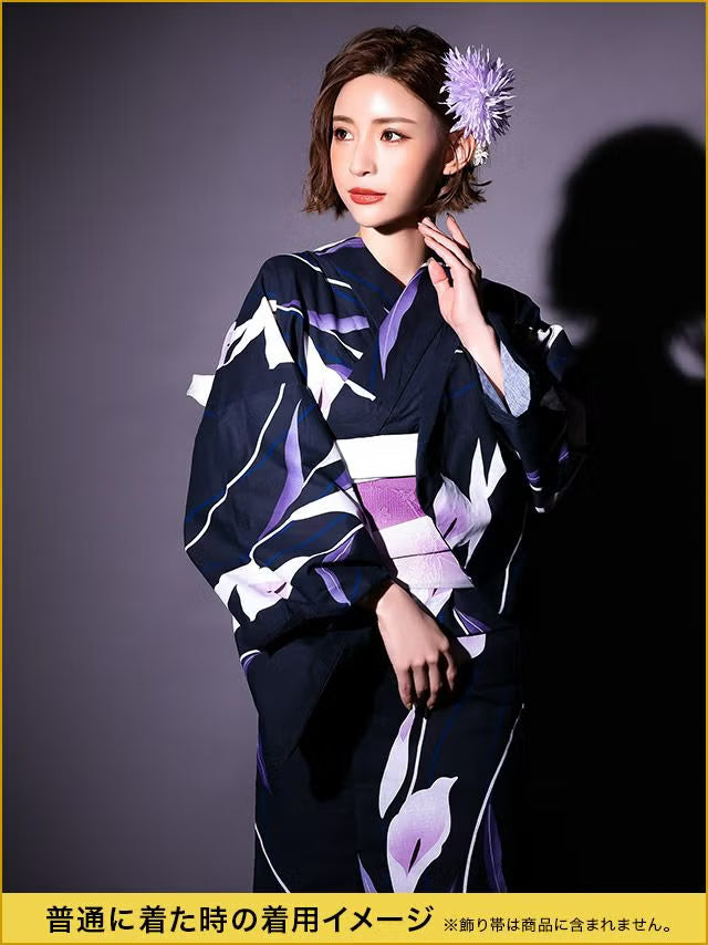 ≪会場スグ≫【販売】【極上花魁】妖艶菖蒲・豪華浴衣フルセット（浴衣・帯2種・肌襦袢・下駄）