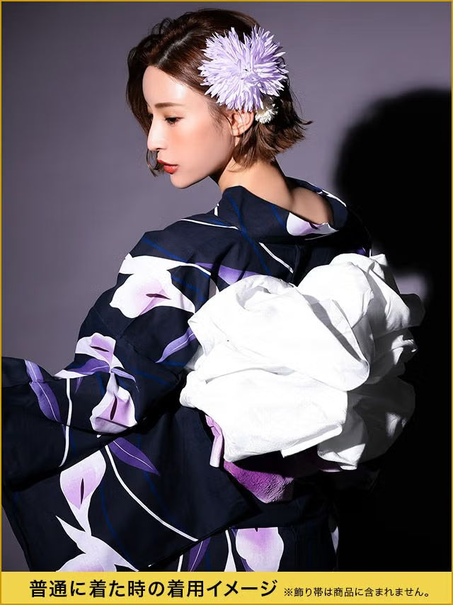 ≪会場スグ≫【販売】【極上花魁】妖艶菖蒲・豪華浴衣フルセット（浴衣・帯2種・肌襦袢・下駄）
