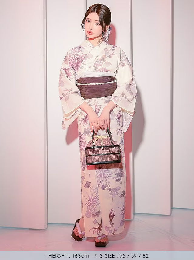 ≪会場スグ≫【販売】涼やか乱菊・ネオ古典浴衣フルセット（浴衣・兵児帯・下駄）