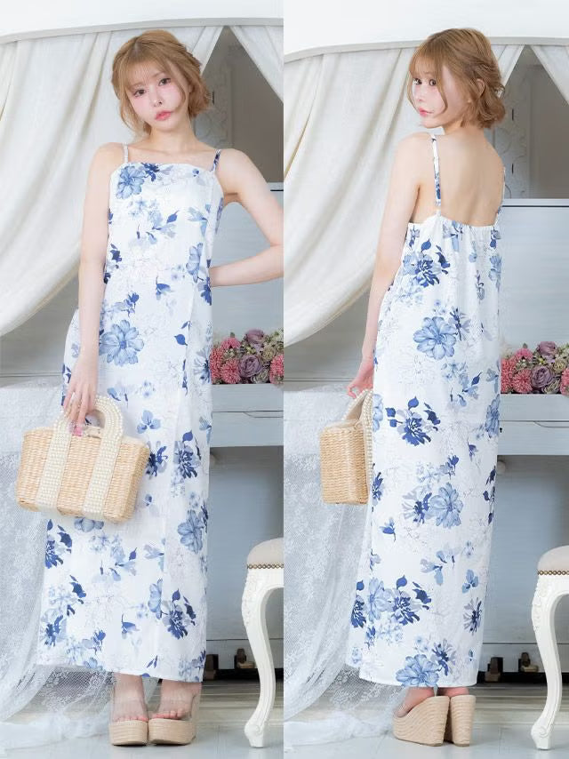 ≪会場スグ≫【販売】着付け簡単！2wayワンピース浴衣・ニュアンスフラワー（浴衣(羽織)・ワンピース・兵児帯・下駄）