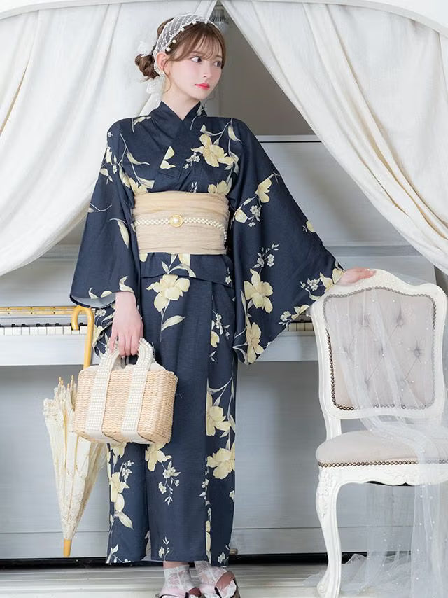 ≪会場スグ≫【販売】着付け簡単！2wayワンピース浴衣・アンティーク百合（浴衣(羽織)・ワンピース・兵児帯・下駄）