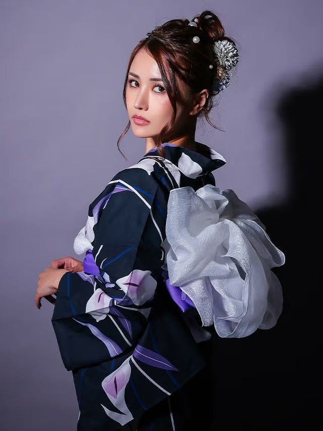 ≪会場スグ≫【販売】粋美な菖蒲・シック浴衣フルセット（浴衣・平帯・下駄）