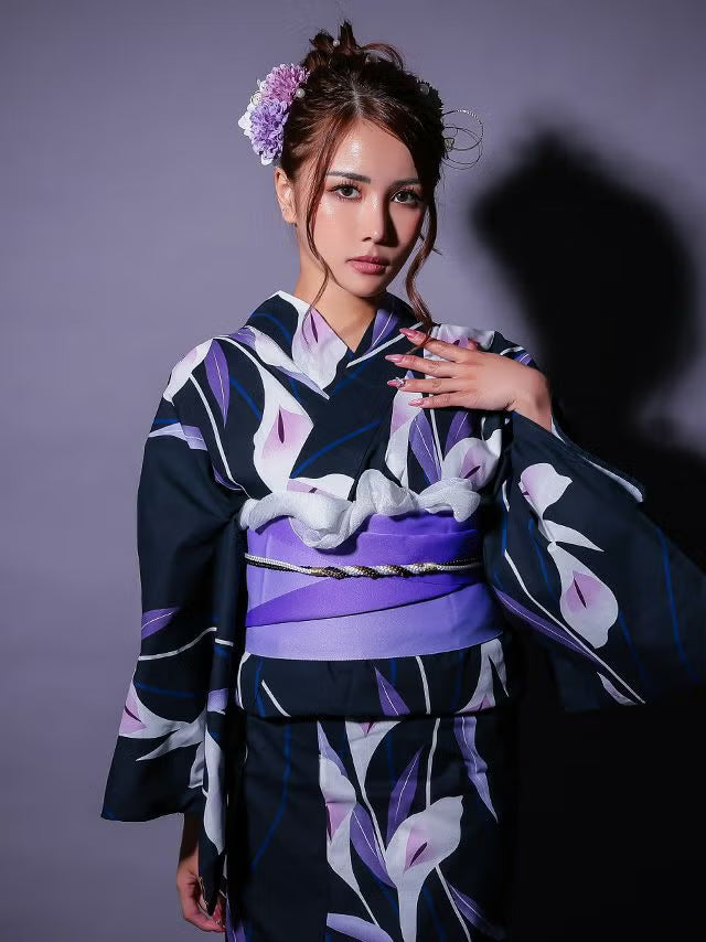 ≪会場スグ≫【販売】粋美な菖蒲・シック浴衣フルセット（浴衣・平帯・下駄）