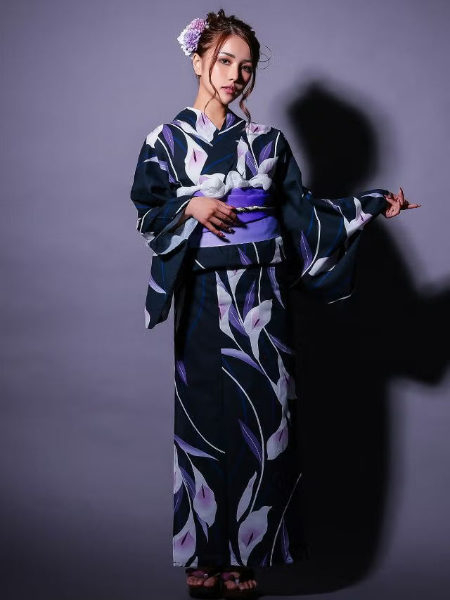 ≪会場スグ≫【販売】粋美な菖蒲・シック浴衣フルセット（浴衣・平帯・下駄）