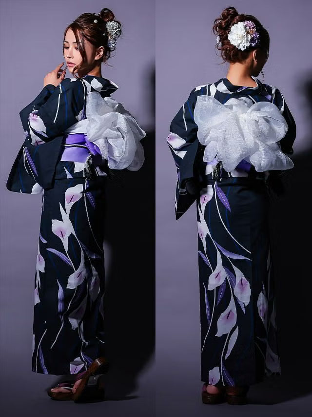 ≪会場スグ≫【販売】粋美な菖蒲・シック浴衣フルセット（浴衣・平帯・下駄）