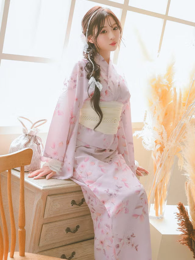 ≪会場スグ≫【販売】着付け簡単！2wayワンピース浴衣・ダスティピンク（浴衣(羽織)・ワンピース・兵児帯・下駄）