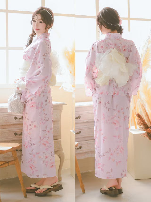 ≪会場スグ≫【販売】着付け簡単！2wayワンピース浴衣・ダスティピンク（浴衣(羽織)・ワンピース・兵児帯・下駄）