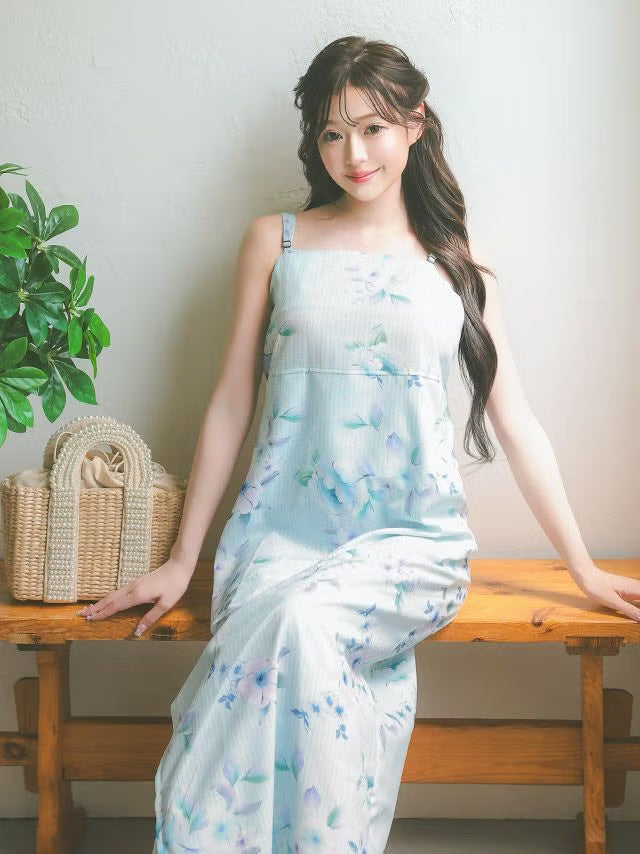 ≪会場スグ≫【販売】着付け簡単！2wayワンピース浴衣・ベビーブルー（浴衣(羽織)・ワンピース・兵児帯・下駄）