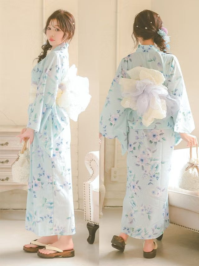 ≪会場スグ≫【販売】着付け簡単！2wayワンピース浴衣・ベビーブルー（浴衣(羽織)・ワンピース・兵児帯・下駄）